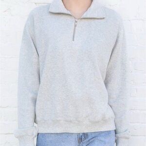 Brandy Melville Light Gray Zip-Up Sweater